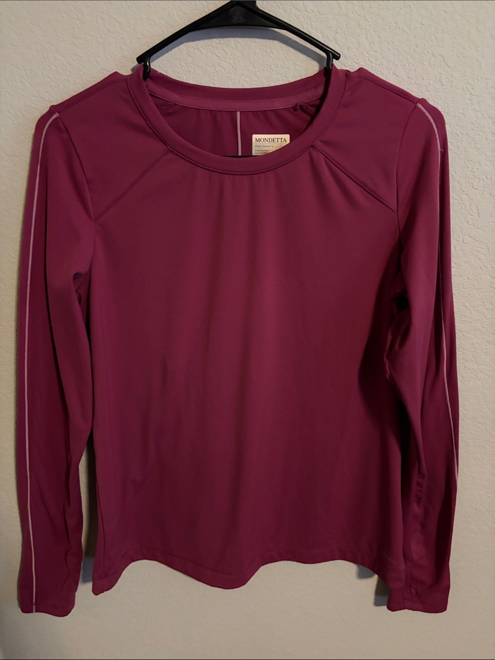 Mondetta Long-Sleeve Performance Tee in Berry Plum